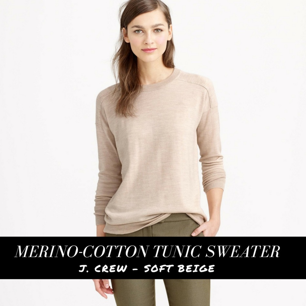 J. Crew | Merino-cotton tunic sweater | BEIGE